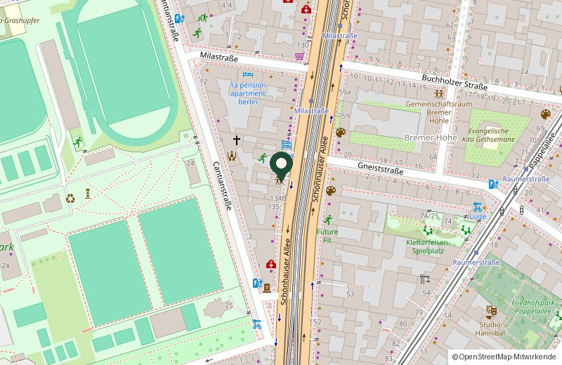 Kartenausschnitt: Schönhauser Allee 134a, 10437 Berlin
